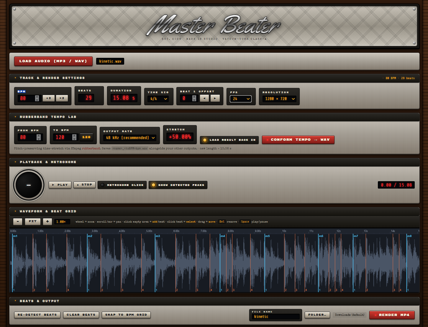 Master Beater - interface